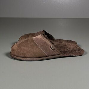 🌻UGG Brown Suede Shearling Lined Leisure shearling Slippers Men's Size 8